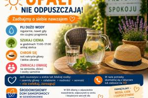 plakat z zasadami, jak bezpiecznie przetrwać upały